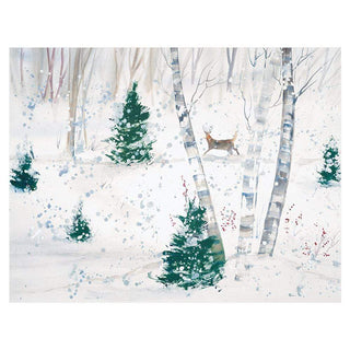 Caspari Deer in Snowy Forest Boxed Christmas Cards - 16 Cards & 16 Envelopes 88224