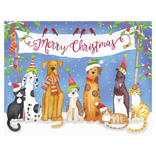 Caspari Merry Christmas From Pets Boxed Christmas Cards - 15 Cards & 15 Envelopes 88227