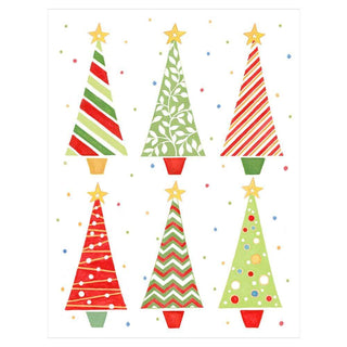 Caspari Festive Trees Embossed Boxed Christmas Cards - 10 Cards & 10 Envelopes 88236