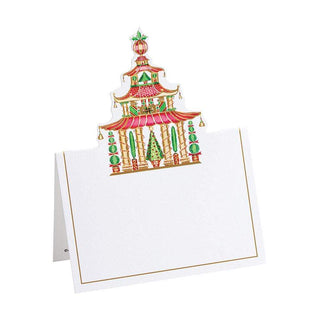 Caspari Christmas Pagodas Die-Cut Place Cards - 8 Per Package 91912P