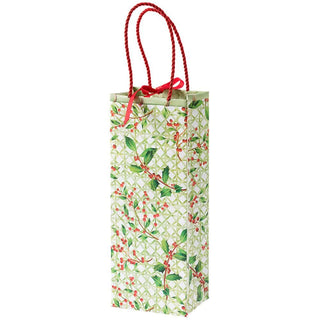 Caspari Holly Trellis Wine & Bottle Gift Bag - 1 Each 9757B4