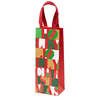 Caspari Holly Jolly Wine & Bottle Gift Bag - 1 Each 9802B4