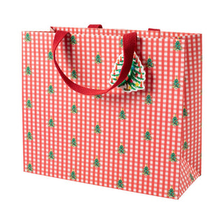 Caspari Christmas Tree Gingham Large Gift Bag - 1 Each 9803B3