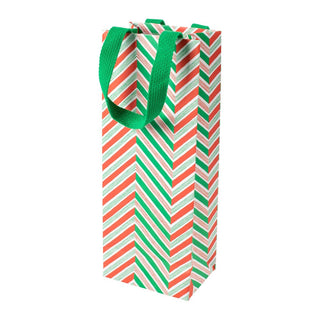 Caspari Candy Cane Stripes Wine & Bottle Gift Bag - 1 Each 9810B4