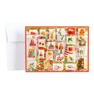 Caspari Stockings on the Mantle Advent Calendar Greeting Card - 1 Card & 1 Envelope ADV263C