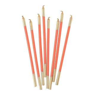 Caspari Slim Birthday Candles in Orange & Gold - 16 Candles Per Package CA1109