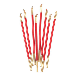 Caspari Slim Birthday Candles in Red & Gold - 16 Candles Per Package CA1111