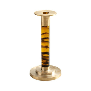 Caspari Small Brass & Resin Candlestick in Tortoiseshell - 1 Each CAN005