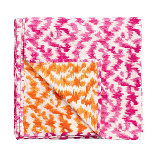 Caspari Reversible Kantha Table Cover in Orange & Fuchsia Modern Moiré - 1 Each FTC003