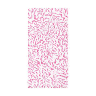 Caspari Block Print Leaves Cotton Dinner Napkins in Fuchsia & White - Set of 4 FTN008A