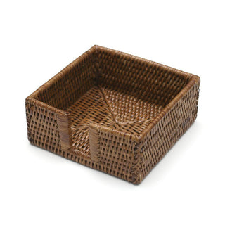 Caspari Rattan Cocktail Napkin Holder in Dark Natural - 1 Each HC01