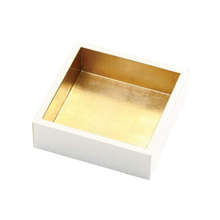 Caspari Lacquer Cocktail Napkin Holder in Ivory & Gold - 1 Each HC15