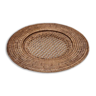 Caspari Rattan Round Plate Charger in Dark Natural - 1 Each HDP01