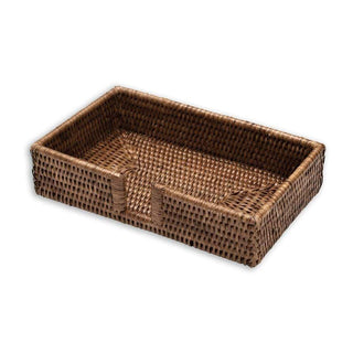 Caspari Rattan Guest Towel Napkin Holder in Dark Natural - 1 Each HG01