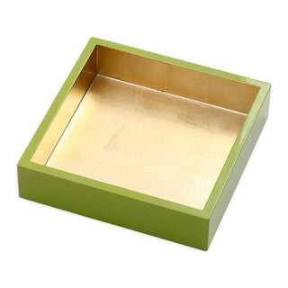 Caspari Lacquer Luncheon Napkin Holder in Sage & Gold - 1 Each HL14