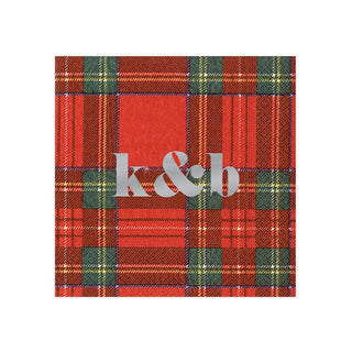 Personalization by Caspari Personalized Double Initial Royal Plaid Cocktail Napkins PG_2INITIAL_DSTARTAN_COCKTAIL