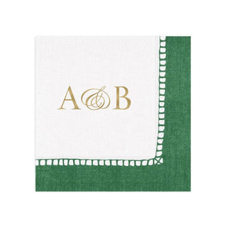 Personalization by Caspari Personalized Double Initial Linen Border Cocktail Napkins PG_2INITIAL_LINBORDER_COCKTAIL