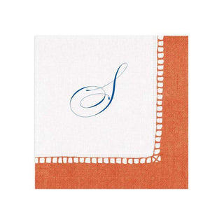 Personalization by Caspari Personalized Single Initial Linen Border Cocktail Napkins PG_INITIAL_LINBORDER_COCKTAIL