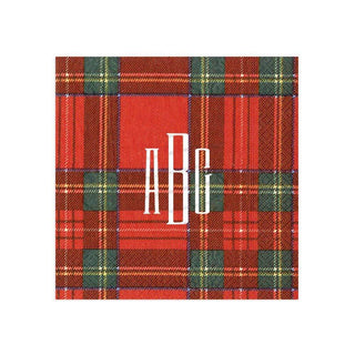 Personalization by Caspari Personalized Monogram Royal Plaid Cocktail Napkins PG_MONO_RPLAID_COCKTAIL