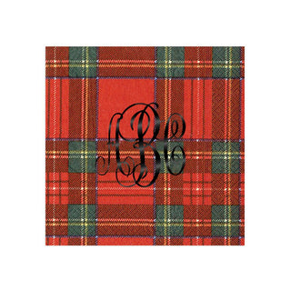 Personalization by Caspari Personalized Monogram Royal Plaid Cocktail Napkins PG_MONO_RPLAID_COCKTAIL