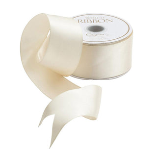 Caspari Solid Ivory Satin Wired Ribbon - 9 Yard Spool R693