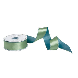 Caspari Duck Egg & Celadon Reversible Satin Wired Ribbon - 10 Yard Spool R945