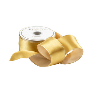 Caspari Satin Ivory & Gold Reversible Wired Ribbon -10 Yard Spool R952