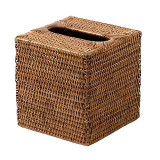 Caspari Rattan Square Tissue Box Cover in Dark Natural - 1 Each RS.164