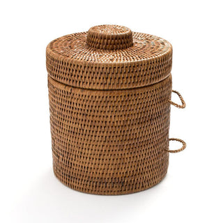 Caspari Rattan Ice Bucket with Tongs in Dark Natural - 1 Each RS.48