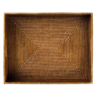 Caspari Rattan Rectangular Deep Tray in Dark Natural - 1 Each RT.34