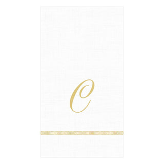 Caspari Hemstitch Script Single Initial Paper Guest Towel Napkins - 20 Per Package 1 Pack / 20 Napkins / C S143G.C