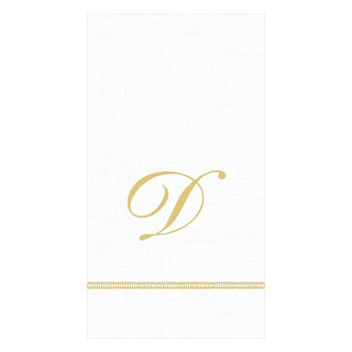 Caspari Hemstitch Script Single Initial Paper Guest Towel Napkins - 20 Per Package 1 Pack / 20 Napkins / D S143G.D