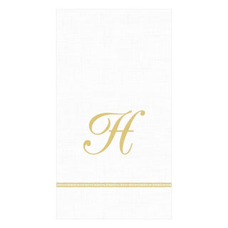 Caspari Hemstitch Script Single Initial Paper Guest Towel Napkins - 20 Per Package 1 Pack / 20 Napkins / H S143G.H