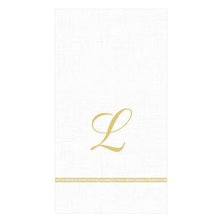 Caspari Hemstitch Script Single Initial Paper Guest Towel Napkins - 20 Per Package 1 Pack / 20 Napkins / L S143G.L