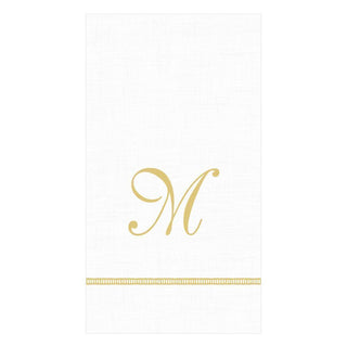 Caspari Hemstitch Script Single Initial Paper Guest Towel Napkins - 20 Per Package 1 Pack / 20 Napkins / M S143G.M