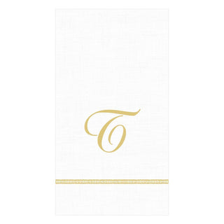 Caspari Hemstitch Script Single Initial Paper Guest Towel Napkins - 20 Per Package 1 Pack / 20 Napkins / T S143G.T