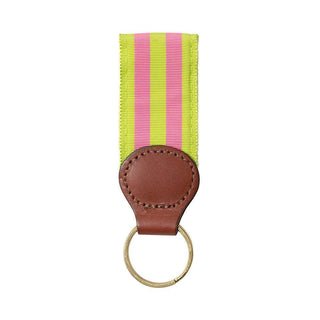 Barrons-Hunter Grass & Pink Key Ring with Leather Trim WG218KS