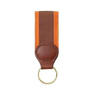 Barrons-Hunter Brown & Orange Stripe Key Ring with Leather Trim WG224KS