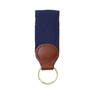 Barrons-Hunter Navy Grosgrain Key Ring with Leather Trim WG290KS